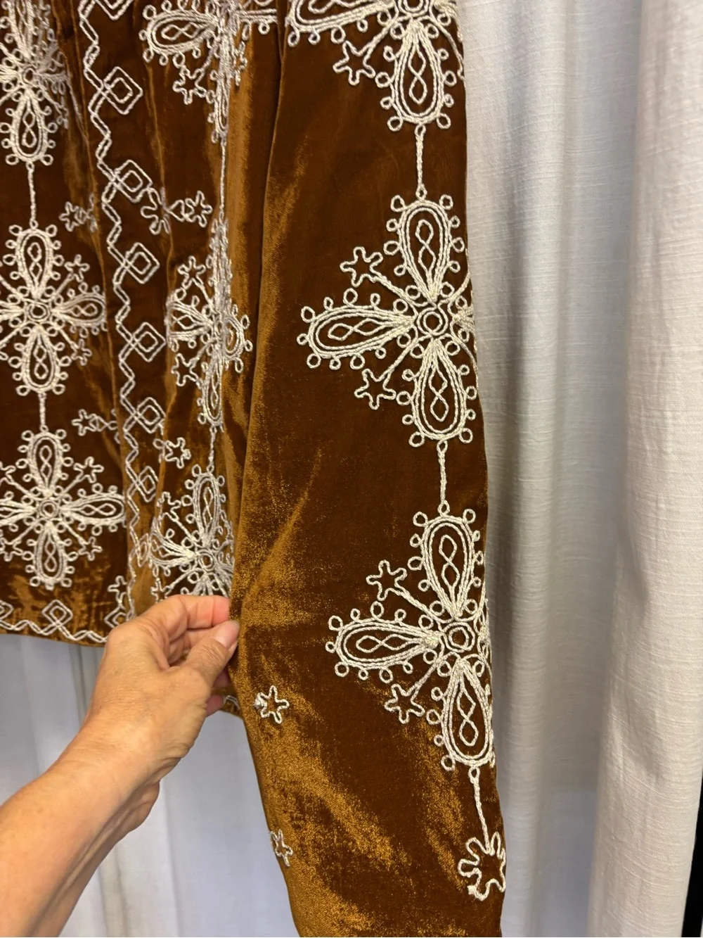 Free People Mia Jacket Embroidered Rust Velvet Women's Jacket